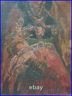 Emile Baes Huile sur toile Portrait d'une orientale tableau peinture art cote