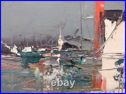 Emile GERARD Huile sur Toile 56.5x40cm Tableau 1968 Marine Bateaux Mer voiliers
