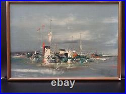 Emile GERARD Huile sur Toile 56.5x40cm Tableau 1968 Marine Bateaux Mer voiliers