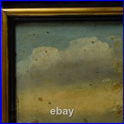 Environ 1900 Peinture ancienne à l'huile Paysage d'hiver 63x45 cm