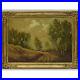 Environ 1940 Peinture ancienne à l’huile sur toile paysage forestier 81×62 cm
