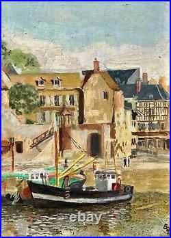 Eric BOUDET DE DRAMARD Honfleur, le port et la Lieutenance HST 19x24 cm