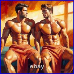 Eric & Elliot In The Sauna Gay Et Erotique 27x27 Encadre