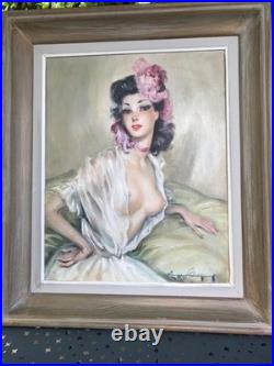 Eugène Leliepvre (1908/2013). Huile sur toile jeune élégante. Année 50