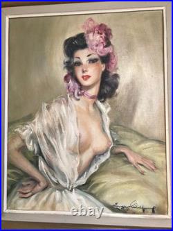 Eugène Leliepvre (1908/2013). Huile sur toile jeune élégante. Année 50