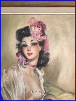 Eugène Leliepvre (1908/2013). Huile sur toile jeune élégante. Année 50