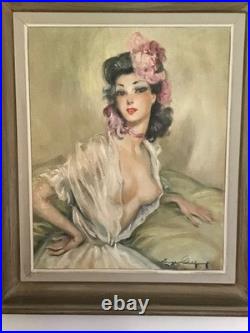 Eugène Leliepvre (1908/2013). Huile sur toile jeune élégante. Année 50