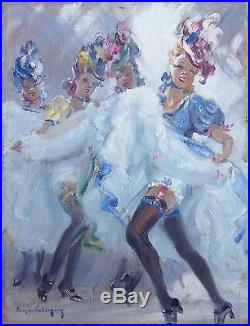 Eugène Leliepvre -peinture Originale Femmes Danseuses French Cancan Domergue