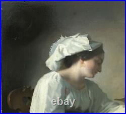 Exceptionnel Tableau Hst Femme Et Enfant Peinture 1850 Bouguereau Qualité Musée
