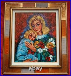Extraordinaire huile par Henri D'Anty 1910-1998 Maternité