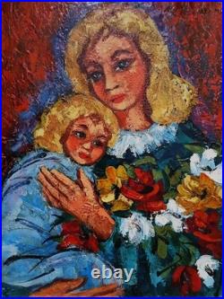 Extraordinaire huile par Henri D'Anty 1910-1998 Maternité