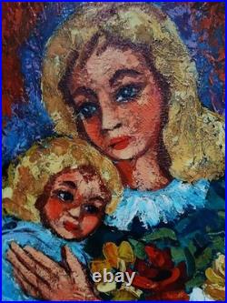 Extraordinaire huile par Henri D'Anty 1910-1998 Maternité