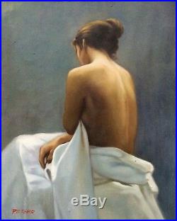 Femme au dos nu. Superbe Peinture a l'huile sur toile sans châssis