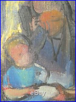Femme et enfant, 1950. Tableau de Jean Hugon (1919-1990) Marseille-Bordeaux