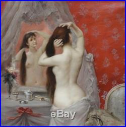 Femme nue tableau peinture huile sur toile signée / painting on canvas