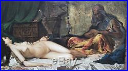 Femme nue tableau peinture huile sur toile signée / painting on canvas