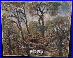 Fernand Laval impressionnisme (1886/95-1966) Tableau HST LE NID EN FORET
