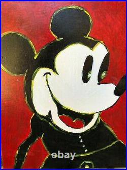 Franco Belvedere Huile sur Toile Mickey Mouse 1930/40 40x50 CM