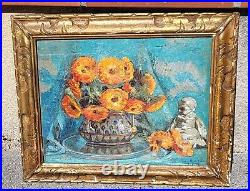 GARY RICAUD. Datée 1938. Bouquet de Fleurs. Peinture huile sur toile