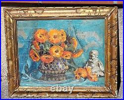 GARY RICAUD. Datée 1938. Bouquet de Fleurs. Peinture huile sur toile