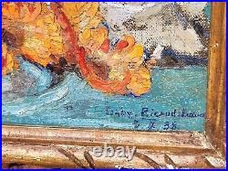 GARY RICAUD. Datée 1938. Bouquet de Fleurs. Peinture huile sur toile