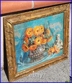 GARY RICAUD. Datée 1938. Bouquet de Fleurs. Peinture huile sur toile