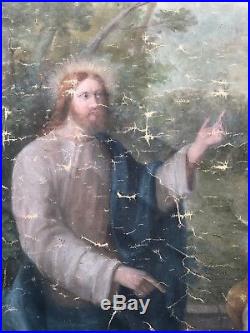 GRANDE PEINTURE RELIGIEUSE SUR TOILE XIXème 19th tableau 168 x 123cm christ