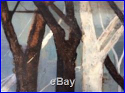 G. MICHAUD 1948- Paysage hiver arbres étang geléñ 1978 Huile sur toile 60x73