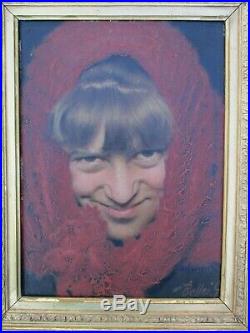 Gaetano Bellei 1857-1922 tableau peinture HST portrait smiling Woman
