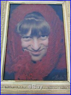 Gaetano Bellei 1857-1922 tableau peinture HST portrait smiling Woman