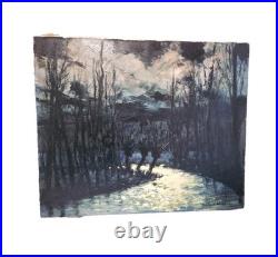 Gaillard Deschamps 1903-1984 huile sur toile paysage bord de l'armençon