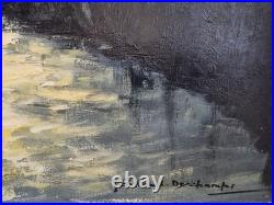 Gaillard Deschamps 1903-1984 huile sur toile paysage bord de l'armençon