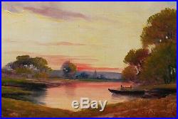 Gaston CORBIER tableau paysage CHARENTES SAINTONGE huile toile crépuscule soir