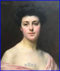 Gaston Casimir Saint-pierre Tableau Hst Portrait Femme Peinture Originale 1907