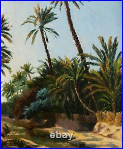 Gaston DELPARD tableau orientaliste huile toile paysage palmiers TUNISIE Tozeur