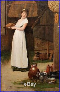 Georges Ferry, tentation, moine, femme, tableau, peinture, nature morte, France