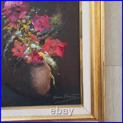 Gianni Esposito peinture sur toile fleurs encadrée signée