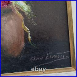 Gianni Esposito peinture sur toile fleurs encadrée signée
