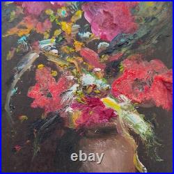 Gianni Esposito peinture sur toile fleurs encadrée signée