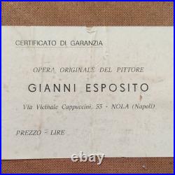 Gianni Esposito peinture sur toile fleurs encadrée signée