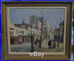 Grand TABLEAU peinture huile / toile Claude BILS (1884-1968) Montmartre Paris