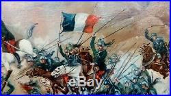 Grand Tableau / Bataille 1ère Guerre Mondiale Régiments Français & Allemands