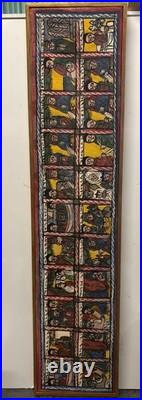 Grand Tableau Éthiopien Religieux Narratif Art Populaire XXe 122cm