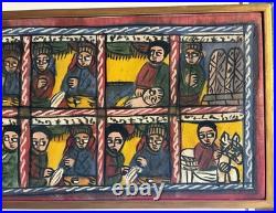 Grand Tableau Éthiopien Religieux Narratif Art Populaire XXe 122cm