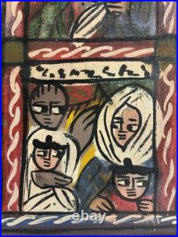 Grand Tableau Éthiopien Religieux Narratif Art Populaire XXe 122cm