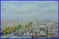 Grand Tableau Paysage Vue Paris Tour Eiffel Monument Pierre Peress Hst Panorama