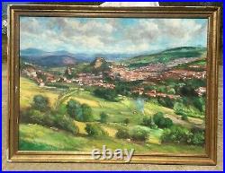 Grand Tableau huile sur toile de B. PAYS Puy-en-Velay 100cmx73cm
