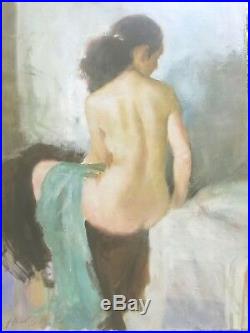 Grand huile /toile tableau Jeune femme nue signée Alexander SHEVCHUK