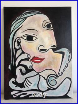 Grand tableau HSL cubiste Original authentique