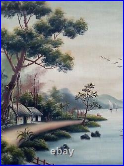 Grand tableau huile sur toile- Ecole vietnamienne du début XX huile sur toile